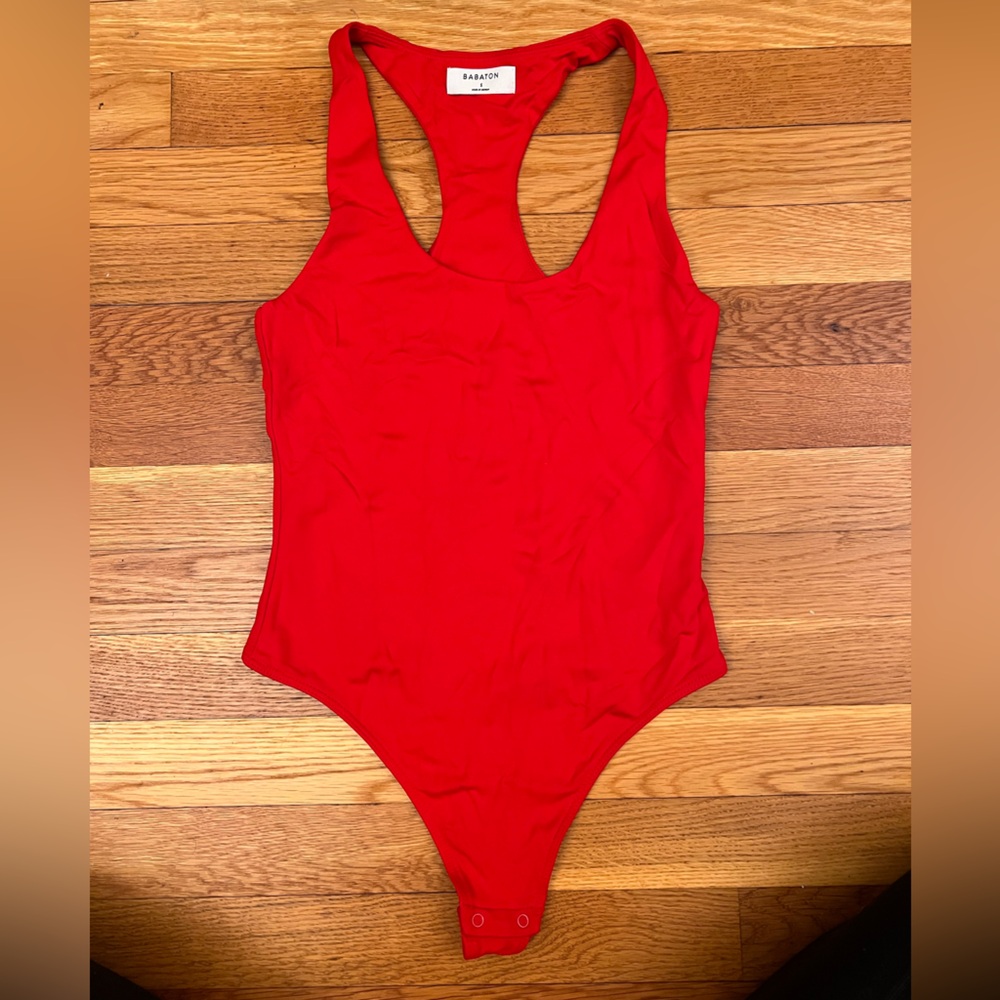 Aritzia Babaton Red Racerback Bodysuit in size SMALL